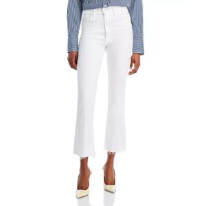 MOTHER Denim The Hustler Ankle Fray High Rise Flare White Size 25